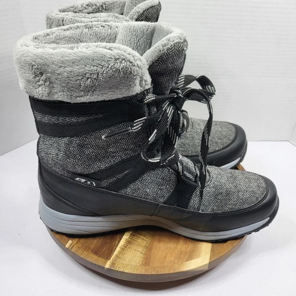 Salomon Heika CS WP Boots Women's 9.5 Gray Herringbone Waterproof Thinsulate Fur
